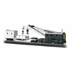Bachmann Industries HO 250-Ton Crane with Boom Tender, Black & Silver for Freight Cars