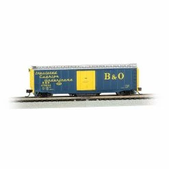 Bachmann Industries N 50' Plug Box B&O, Blue & Yellow for Freight Cars