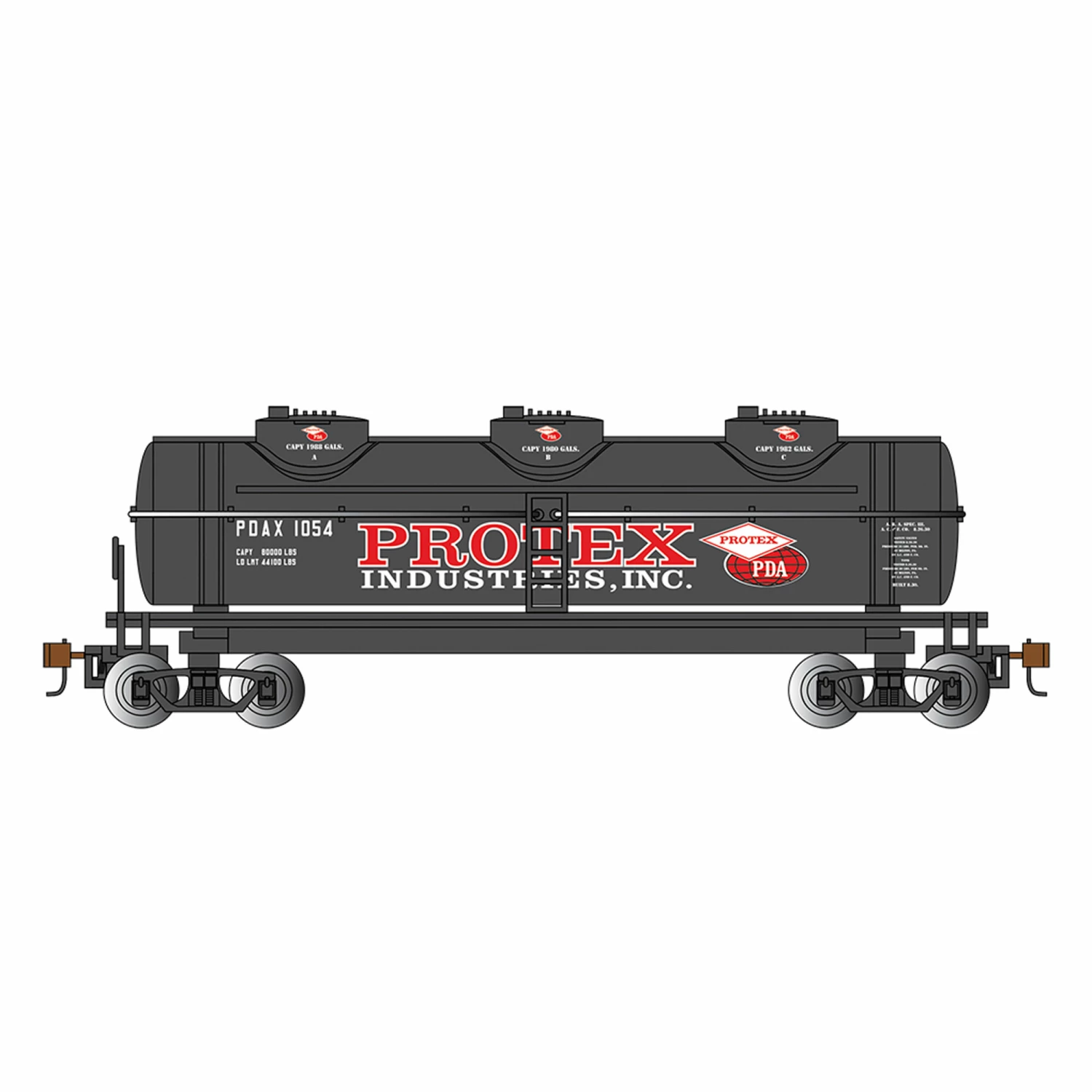 Bachmann Industries HO 40' 3-Dome Tank Protex Industries for Freight Cars 1 Bachmann Industries HO 40' 3-Dome Tank Protex Industries for Freight Cars