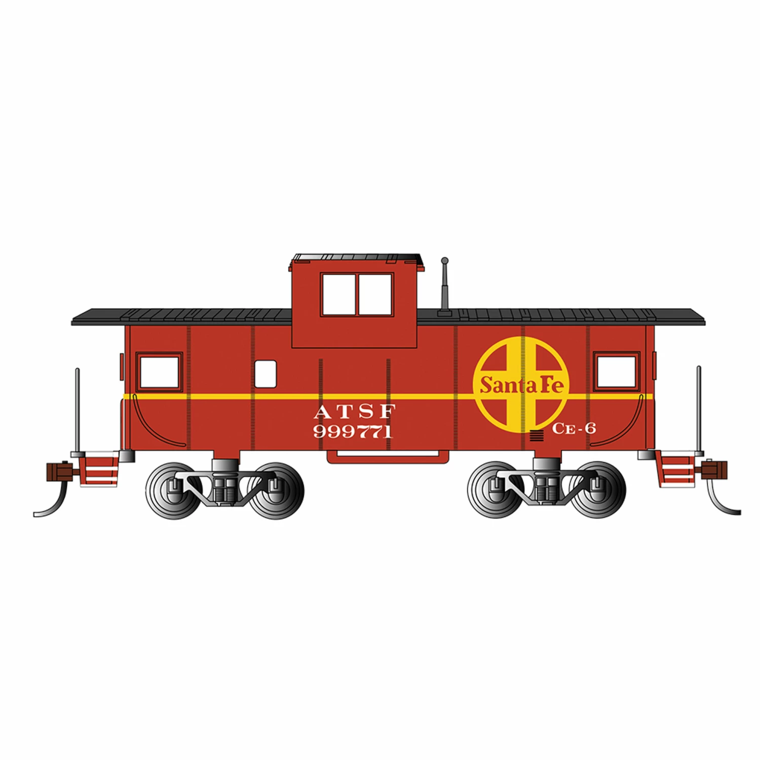 Bachmann Industries HO 36' Wide Vision Caboose SF Red for Freight Cars 1 Bachmann Industries HO 36' Wide Vision Caboose SF Red for Freight Cars