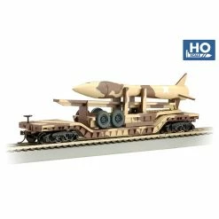 Bachmann Industries HO 52' FLAT DESERT CAMOUFLAGE with MISSILE for Freight Cars