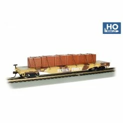 Bachmann Industries HO 52' FLAT DESERT CAMOUFLAGE with CRATES for Freight Cars