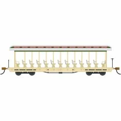 Bachmann Industries HO Open Excursion Car Amusement Park Cream Olive for Passenger Cars