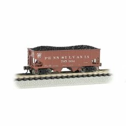 Bachmann Industries N 55-Ton 2-Bay Hopper PRR Tuscan Red #705934 for Freight Cars