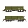 Bachmann Industries O SP On30 18' LowSide Gon US Quartermaster #121235 & 121247, Green for Freight Cars