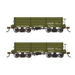 Bachmann Industries O SP On30 18' LowSide Gon US Quartermaster #121235 & 121247, Green for Freight Cars