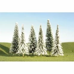Bachmann Industries Scenescapes Pine Trees with Snow, 5-6" (24) for Scenery