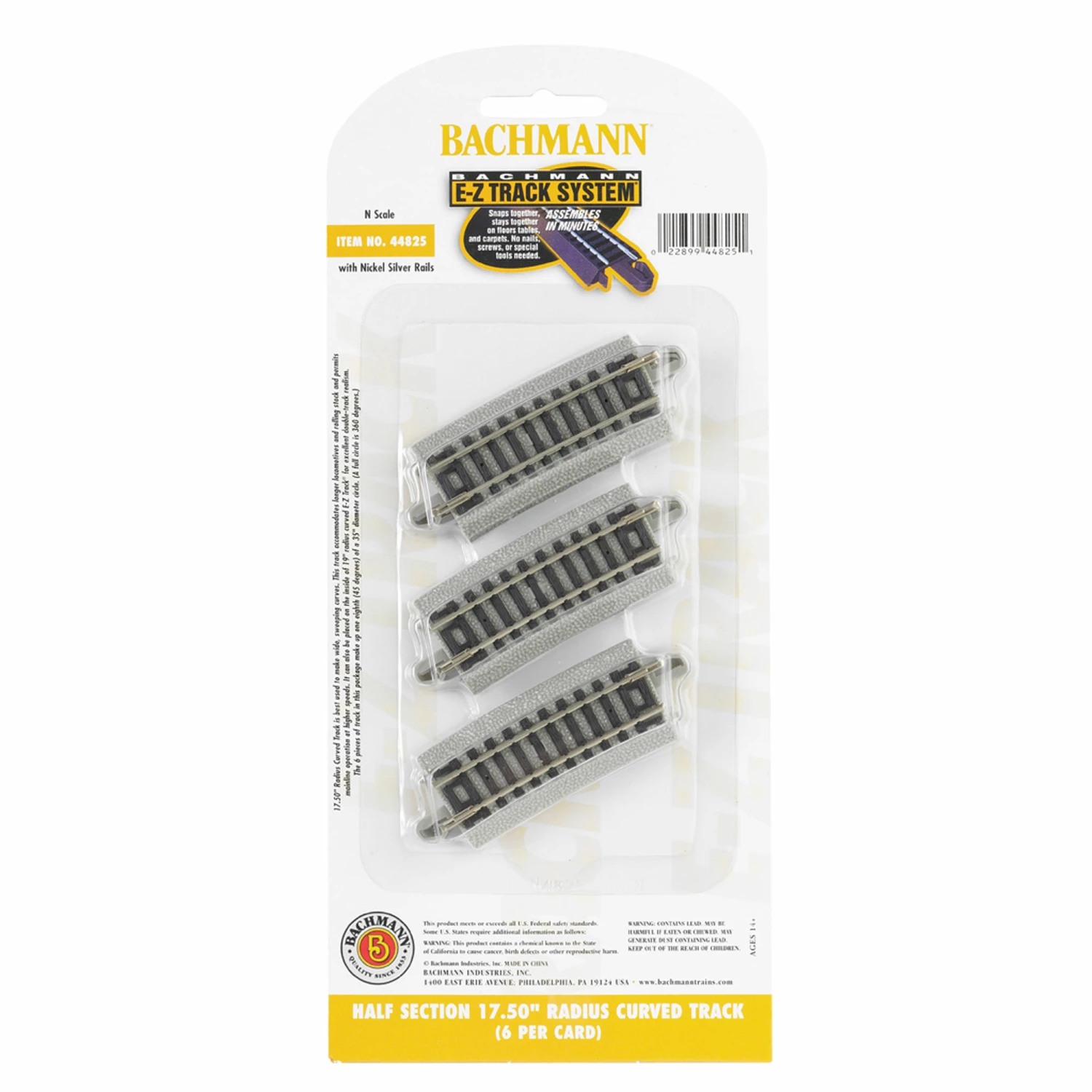 Bachmann Industries N NS EZ Half-Section 17.5" Radius Curve (6) for Track & Accessories 1 Bachmann Industries N NS EZ Half-Section 17.5" Radius Curve (6) for Track & Accessories