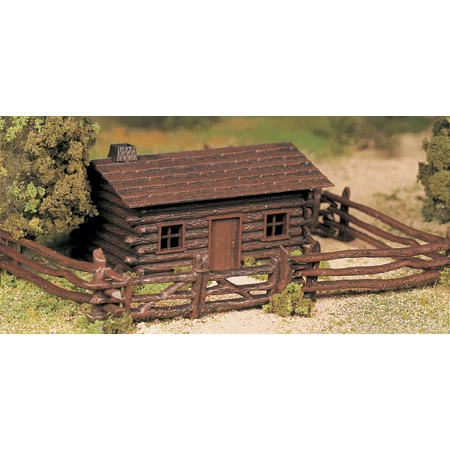 Bachmann Industries O Snap KIT Log Cabin with Rustic Fence for Buildings 1 Bachmann Industries O Snap KIT Log Cabin with Rustic Fence for Buildings