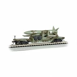Bachmann Industries N 52' Depressed Center Flat with Missle, USAF/Olive for Freight Cars